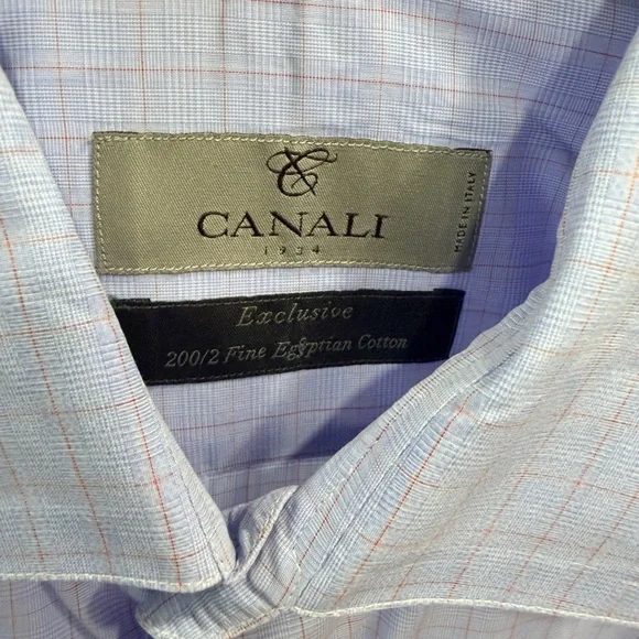 Canali Egyptian Cotton Windowpane Dress Shirt Size 42 - Picture 2 of 9